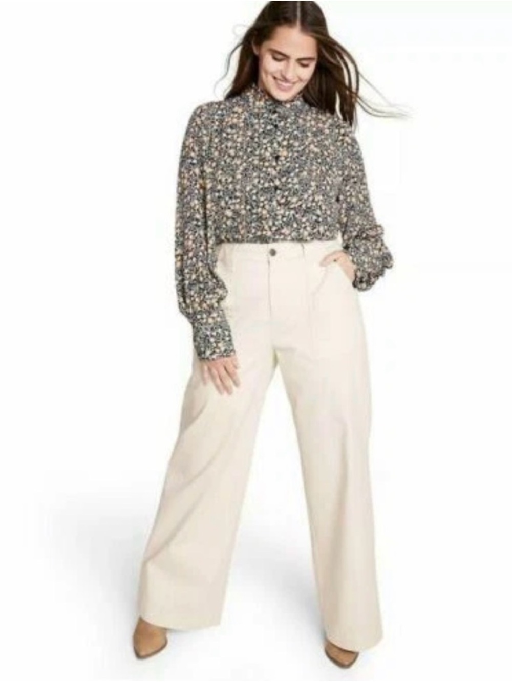 Nili Lotan x Target Cream Wide Leg Pants